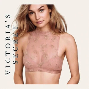 Victoria's Secret Very‎ Sexy Lace Bralette High Neck Gold Size large